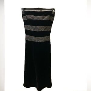 Kay Unger strapless velvet cocktail dress. Embellished insets. Size 10